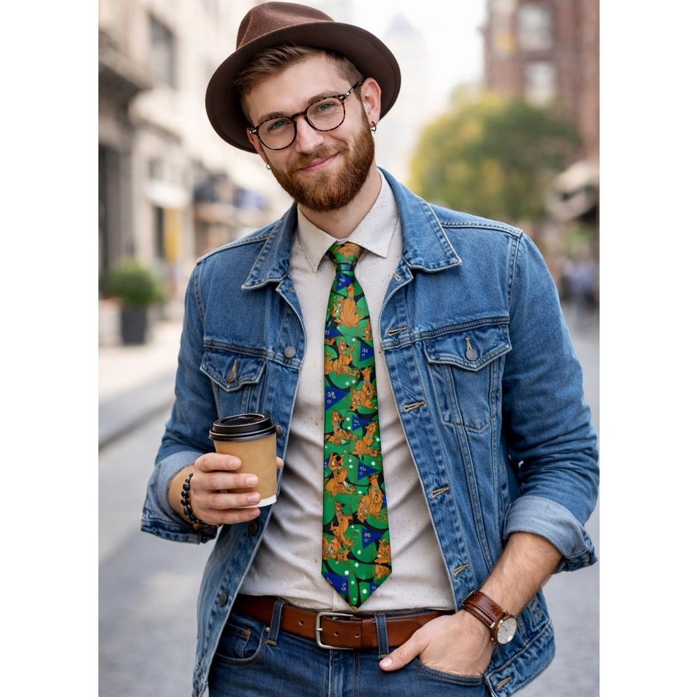 Cartoon Network Green Scooby-Doo Vintage 90s Golf Tie Novelty Quirky